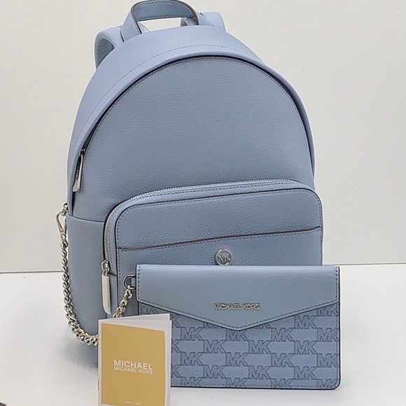 MICHAEL KORS Maisie Medium Pebbled Leather 2-in-1 BackpackPale Blue NWOT - Picture 3 of 16